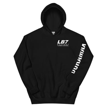 LB7 Duramax Hoodie Pullover Sweatshirt With Sleeve Print - in black